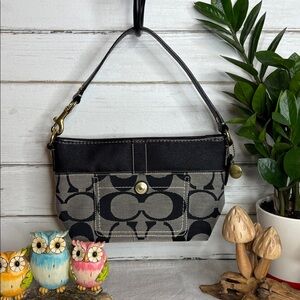 Coach Black and Gray Signature Shoulder Bag